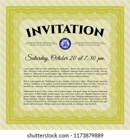 Yellow Invitation template. Beauty design. Vector illustration. With complex background. 