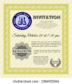 Yellow Invitation template. Beauty design. With background. Vector illustration. 