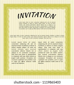 Yellow Invitation template. With complex background. Retro design. Vector illustration. 