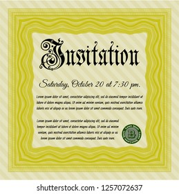 Yellow Invitation template. With complex background. Artistry design. Customizable, Easy to edit and change colors. 