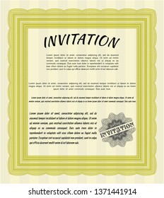 Yellow Invitation template. Complex background. Customizable, Easy to edit and change colors. Modern design. 