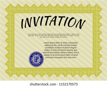 Yellow Invitation template. Customizable, Easy to edit and change colors. With quality background. Beauty design. 