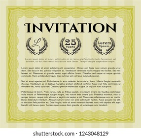 Yellow Invitation template. Customizable, Easy to edit and change colors. Easy to print. Money design. 