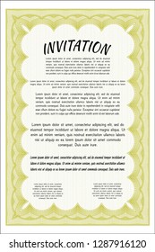 Yellow Invitation template. Customizable, Easy to edit and change colors. Complex background. Retro design. 