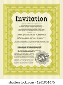 Yellow Invitation template. Detailed. With quality background. Beauty design. 