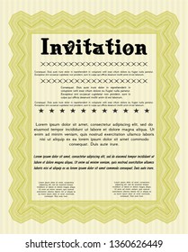 Yellow Invitation template. Easy to print. Detailed. Superior design. 