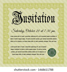 Yellow Invitation template. Easy to print. Perfect design. Customizable, Easy to edit and change colors. 