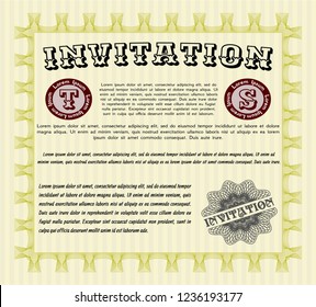 Yellow Invitation template. Elegant design. With quality background. Customizable, Easy to edit and change colors. 