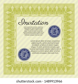 Yellow Invitation template. Elegant design. Easy to print. Customizable, Easy to edit and change colors. 