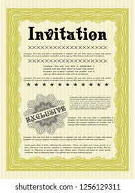 Yellow Invitation template. Good design. Vector illustration. With background. 