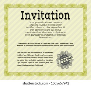 Yellow Invitation template. Good design. Complex background. Customizable, Easy to edit and change colors. 