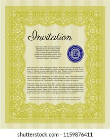 Yellow Invitation template. Modern design. Printer friendly. Detailed. 