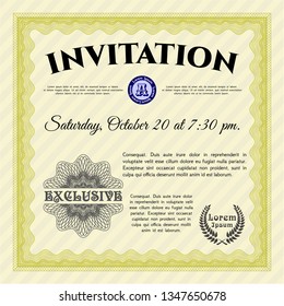 Yellow Invitation template. Modern design. Customizable, Easy to edit and change colors. Easy to print. 