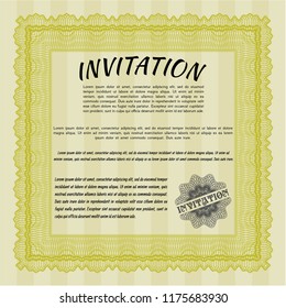 Yellow Invitation template. Money design. Customizable, Easy to edit and change colors. With linear background. 