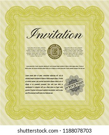 Yellow Invitation template. Money design. Customizable, Easy to edit and change colors. With complex linear background. 