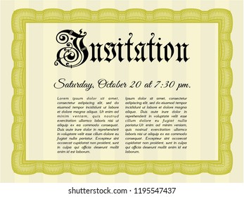 Yellow Invitation template. Money Pattern. Customizable, Easy to edit and change colors. Easy to print. 
