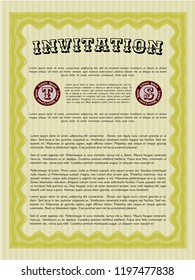 Yellow Invitation template. Money Pattern. Customizable, Easy to edit and change colors. With guilloche pattern. 