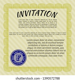 Yellow Invitation template. Money Pattern design. With linear background. Customizable, Easy to edit and change colors. 