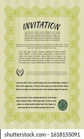 Yellow Invitation template. Money Pattern design. With quality background. Vector illustration. 