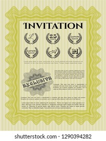 Yellow Invitation template. Nice design. With linear background. Customizable, Easy to edit and change colors. 