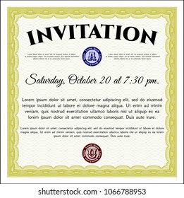 Yellow Invitation template. Perfect design. Printer friendly. Customizable, Easy to edit and change colors. 