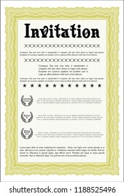 Yellow Invitation template. Perfect design. With background. Vector illustration. 