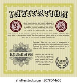 Yellow Invitation template. Perfect design.  Detailed. 