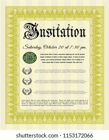 Yellow Invitation template. Printer friendly. Modern design. Vector illustration. 