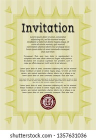 Yellow Invitation template. Printer friendly. Customizable, Easy to edit and change colors. Money Pattern design. 