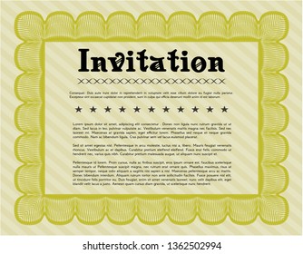 Yellow Invitation template. Printer friendly. Artistry design. Customizable, Easy to edit and change colors. 