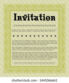 Yellow Invitation template. Printer friendly. Vector illustration. Excellent design. 
