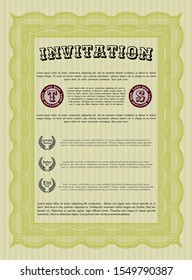 Yellow Invitation template. Printer friendly. Vector illustration. Perfect design. 