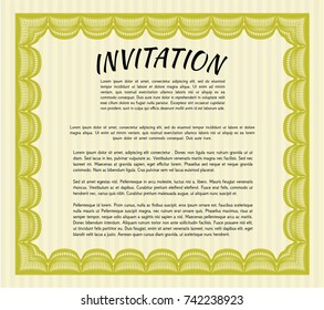 Yellow Invitation template. Printer friendly. Customizable, Easy to edit and change colors. Nice design. 