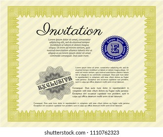  Yellow Invitation template. With quality background. Detailed. Beauty design. 