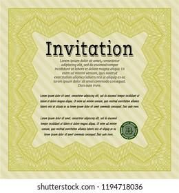 Yellow Invitation template. With quality background. Vector illustration. Money Pattern design. 