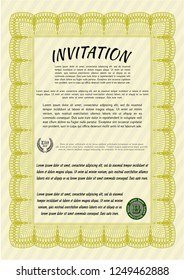 Yellow Invitation template. With quality background. Retro design. Vector illustration. 
