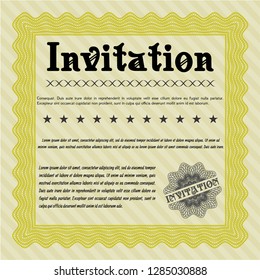 Yellow Invitation template. With quality background. Detailed. Good design. 