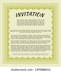 Yellow Invitation template. With quality background. Detailed. Beauty design. 