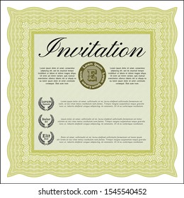Yellow Invitation template. With quality background. Superior design. Vector illustration. 