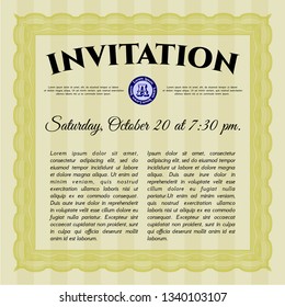 Yellow Invitation template. Retro design. Vector illustration. With quality background. 