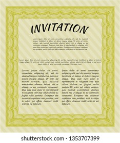 Yellow Invitation template. Retro design. Vector illustration. With background. 