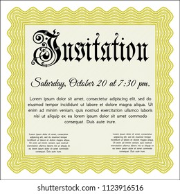 Yellow Invitation template. Superior design. Customizable, Easy to edit and change colors. With complex linear background. 