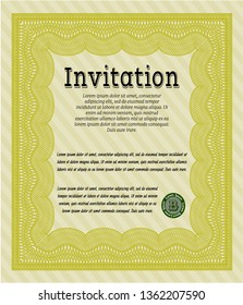 Yellow Invitation template. Superior design. Printer friendly. Customizable, Easy to edit and change colors. 