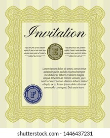 Yellow Invitation template. Superior design. Customizable, Easy to edit and change colors. With complex linear background. 