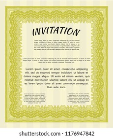 Yellow Invitation template. Vector illustration. With quality background. Modern design. 