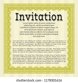 Yellow Invitation template. Vector illustration. With complex background. Good design. 
