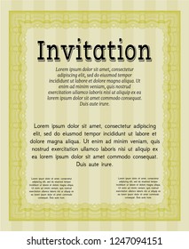 Yellow Invitation template. Vector illustration. With background. Perfect design. 