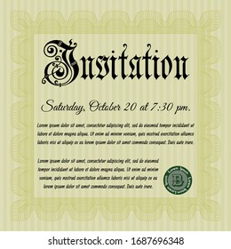 Yellow Invitation template. Vector illustration. Easy to print. Perfect design. 