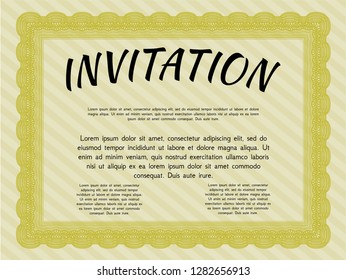 Yellow Invitation. Vector illustration. With background. Sophisticated design. 