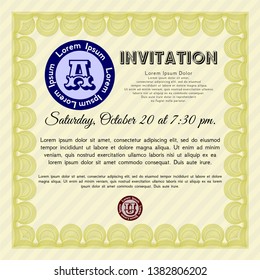 Yellow Invitation. Vector illustration. With background. Nice design. 